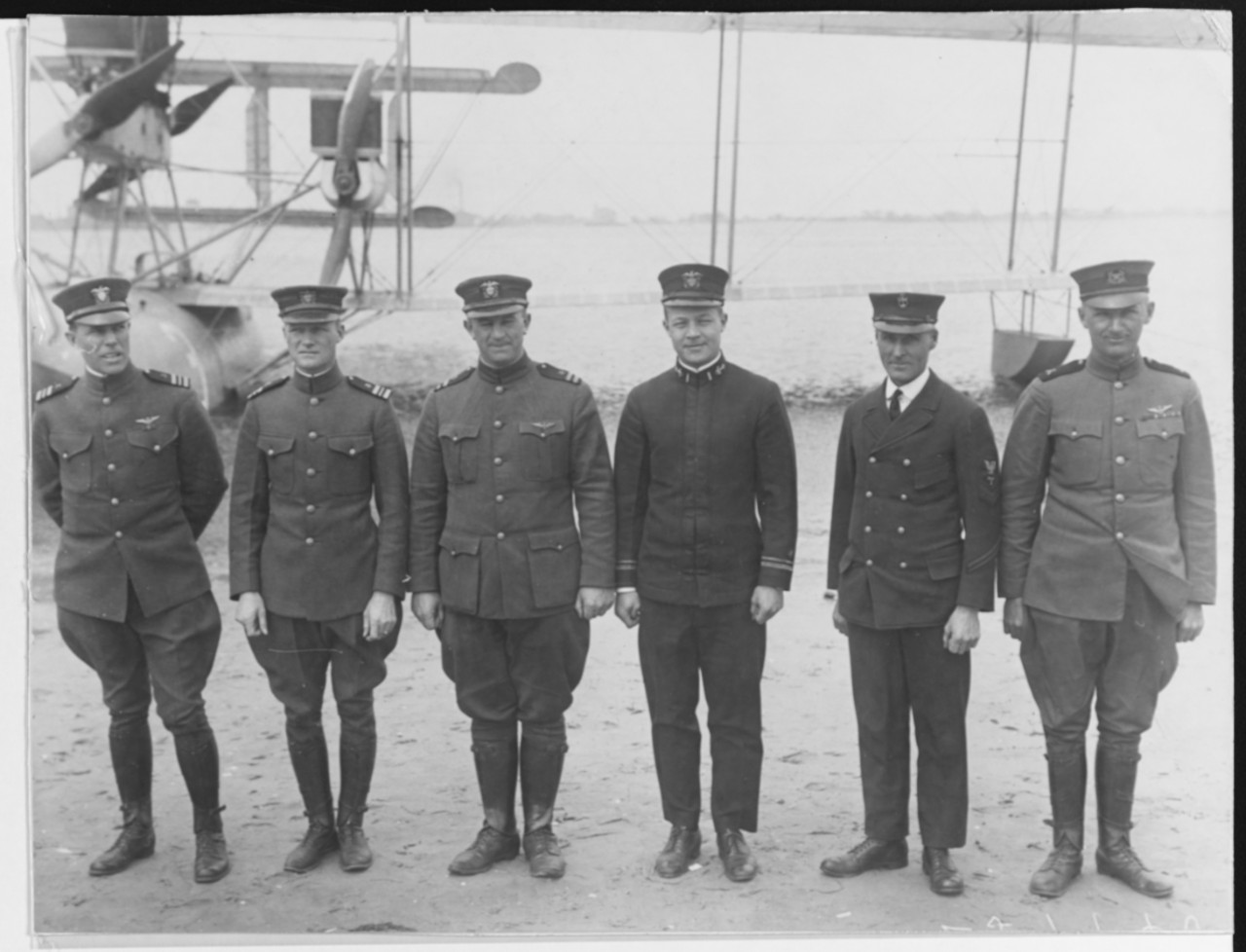 Crew of NC-3 in front of their Plane at Rockaway Beach, New York