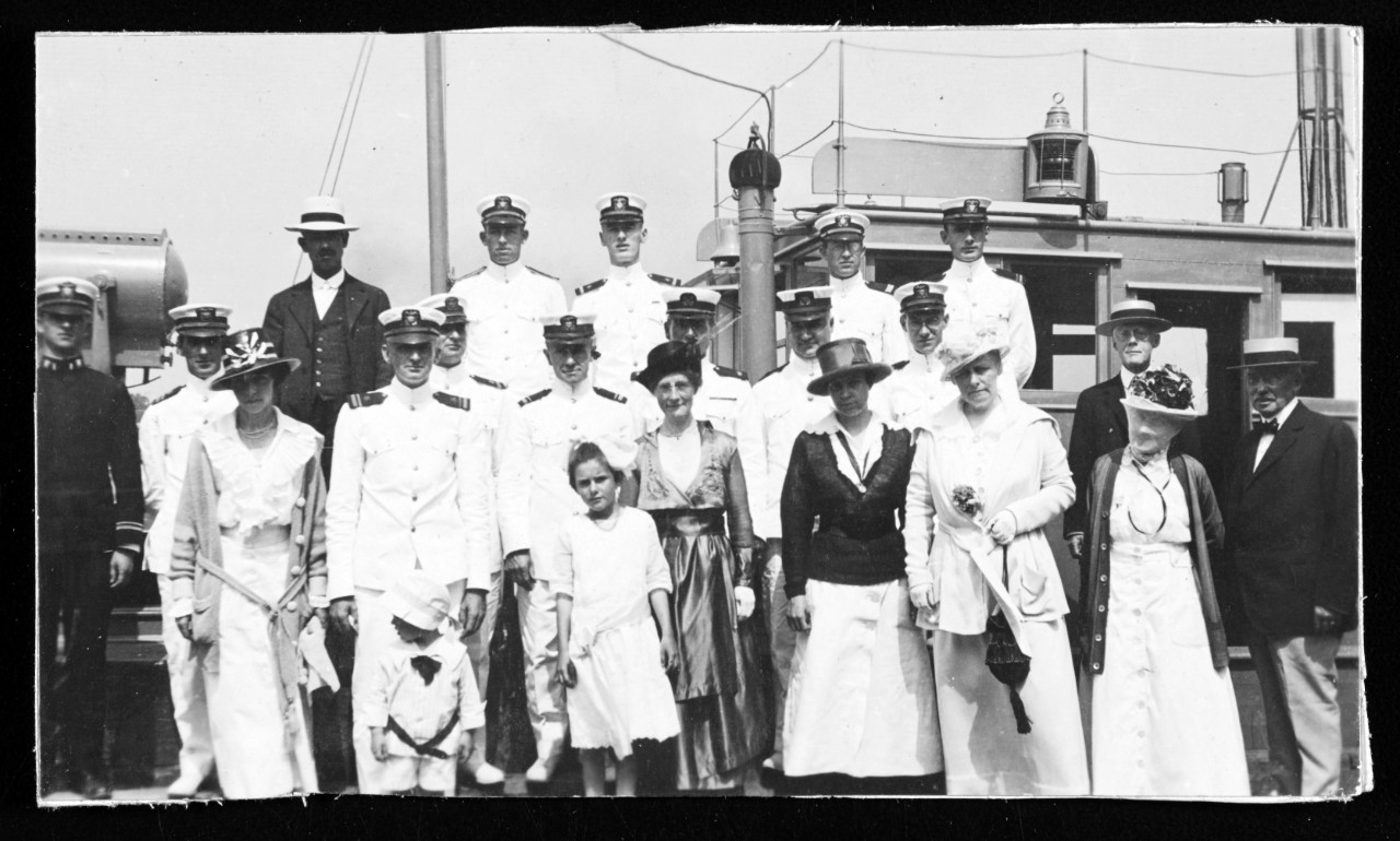 Navy Day guests with naval district officers and personnel, 1919.