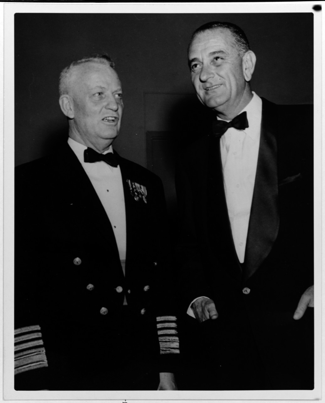 Admiral Arleigh A. Burke, USN, Chief of Naval Operations, with Vice President Lyndon B. Johnson