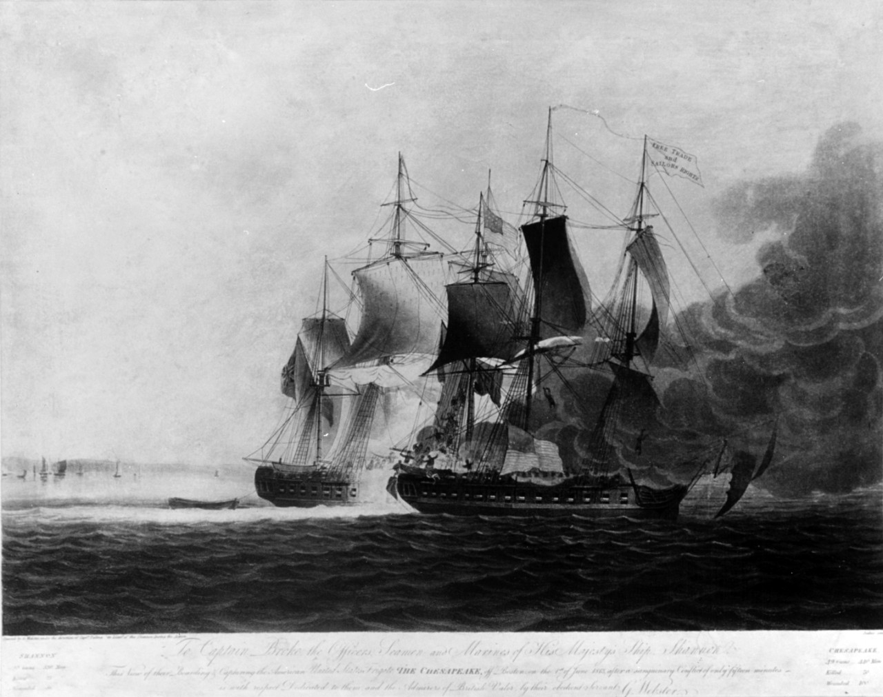 Photo #: NH 55248-KN Engagement between USS Chesapeake and HMS Shannon, 1 June 1813