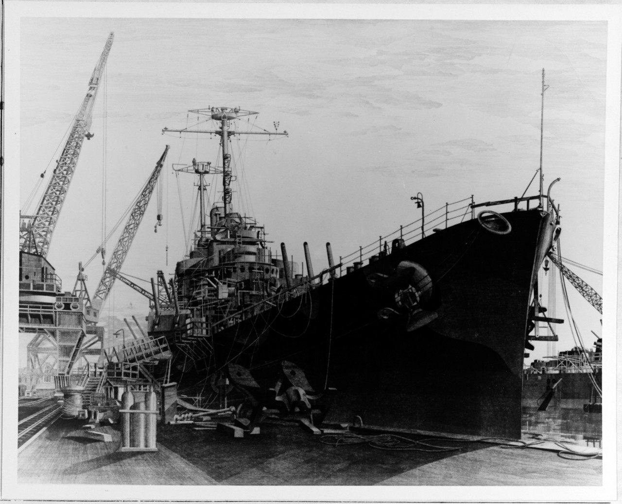 WWII photo Damage recovery on the aircraft carrier "Yorktown" received duri/19э 