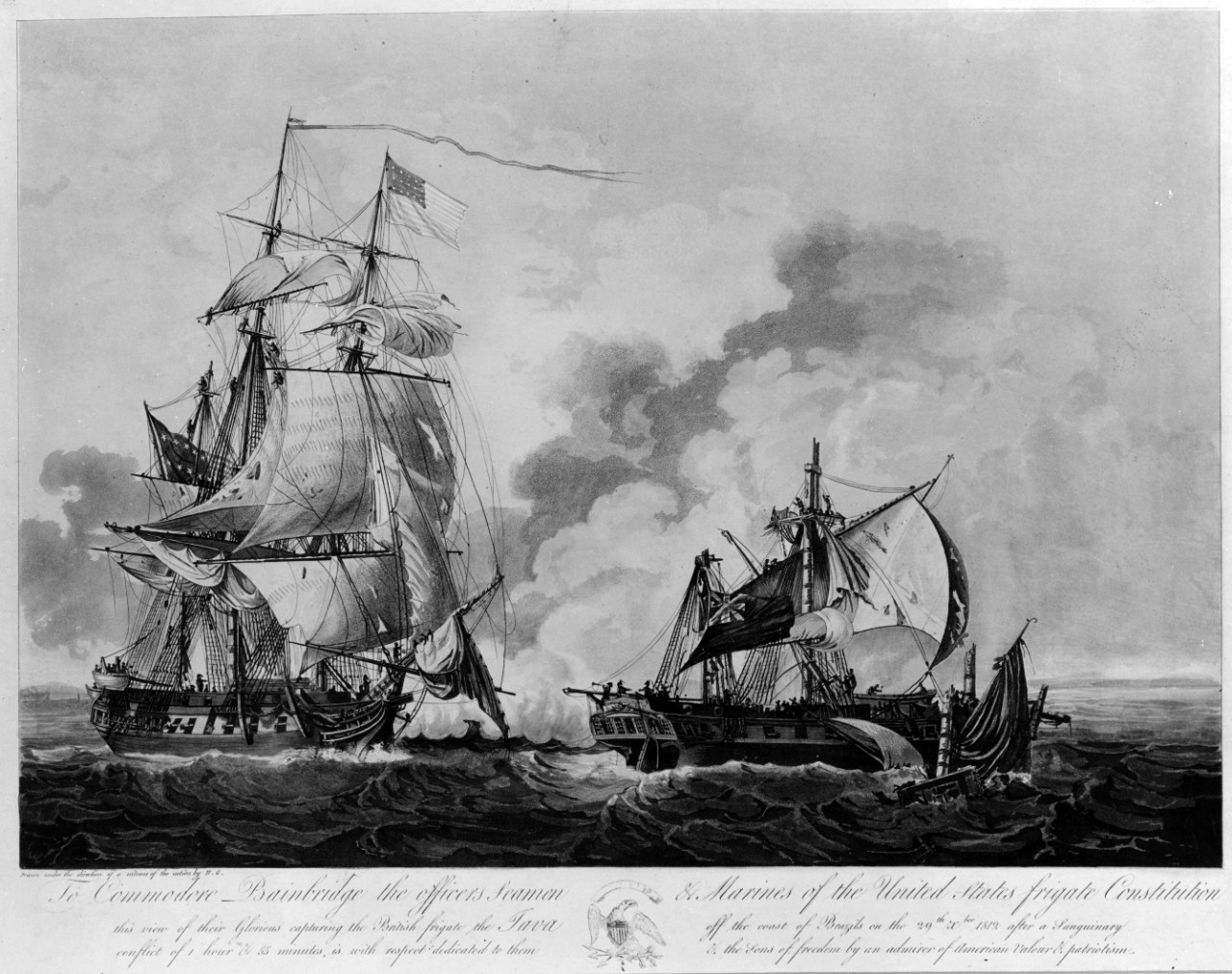 Photo #: NH 55406  U.S. Frigate Constitution defeats HMS Java, 29 December 1812