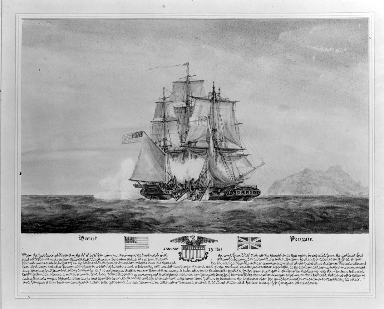 Photo #: NH 55463  USS Hornet captures HMS Penguin, 23 March 1815