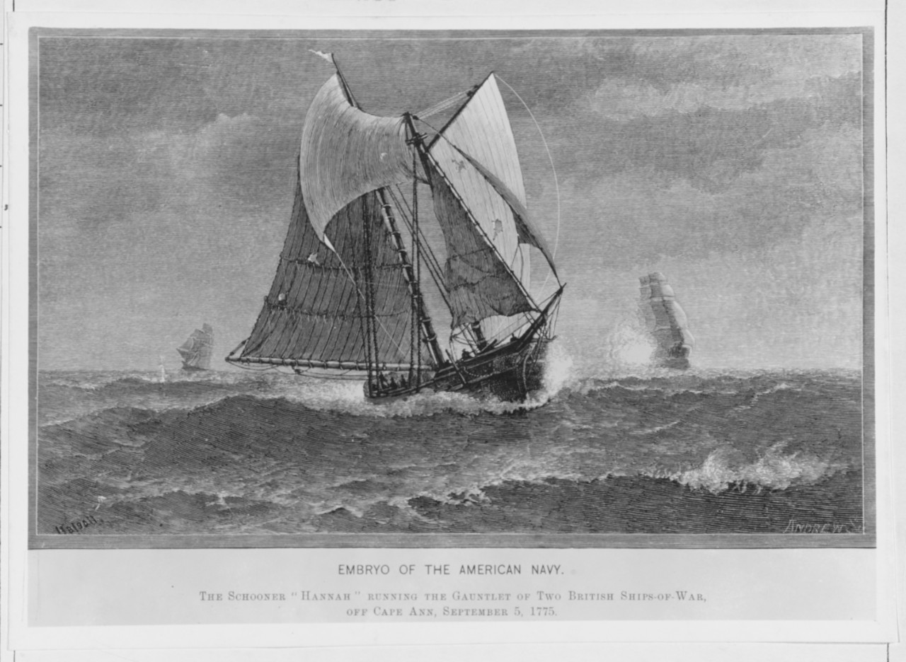 Continental Navy Schooner HANNAH Evades British Ships