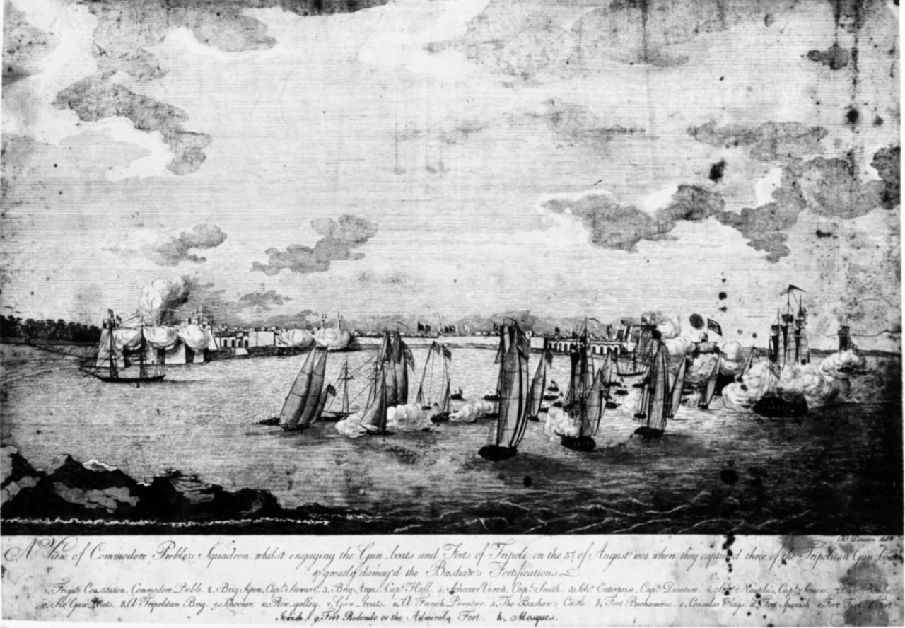 A View of Commodore Preble's Squadron Whilst Engaging the Gunboats and Forts of Tripoli