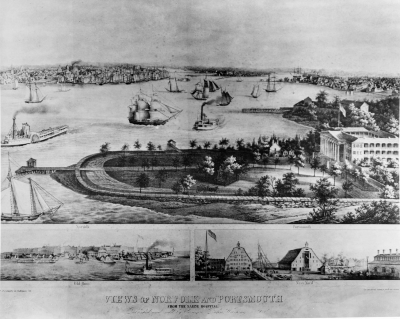 "Views of Norfolk and Portsmouth from the Marine Hospital"