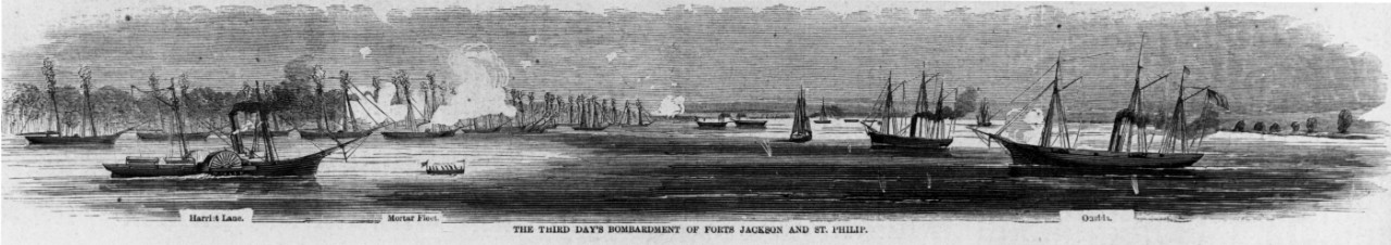 Photo #: NH 59064  &quot;The Third Day's Bombardment of Forts Jackson and St. Philip&quot;