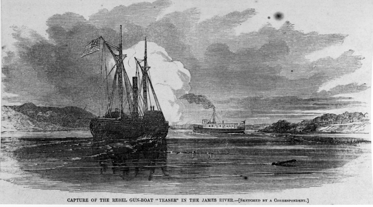 Photo #: NH 59216  USS Maratanza captures CSS Teaser, in the James River, Virginia, 4 July 1862