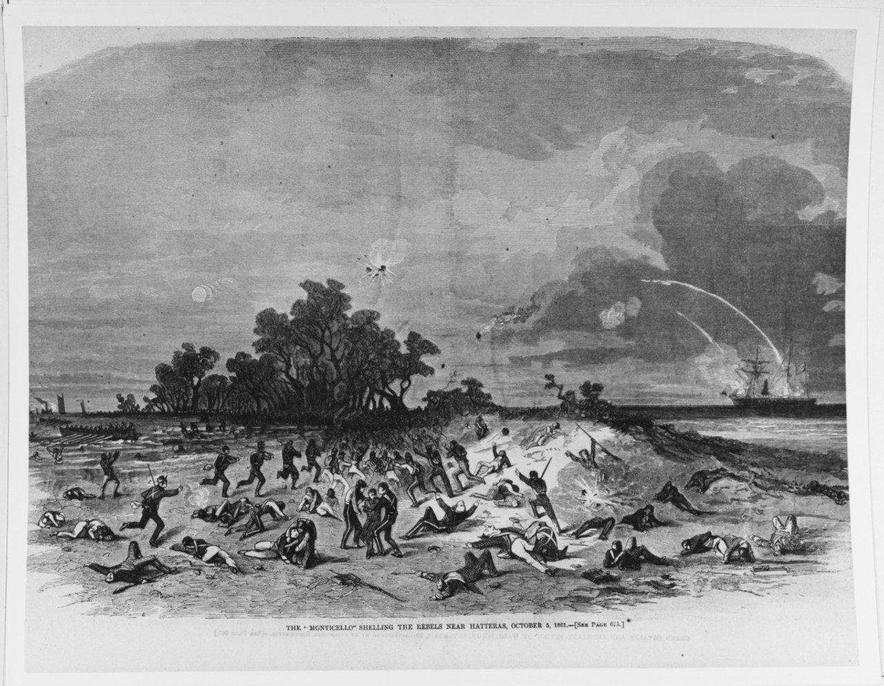 Photo #: NH 59253  &quot;The 'Monticello' Shelling the Rebels near Hatteras, October 5, 1861.&quot;