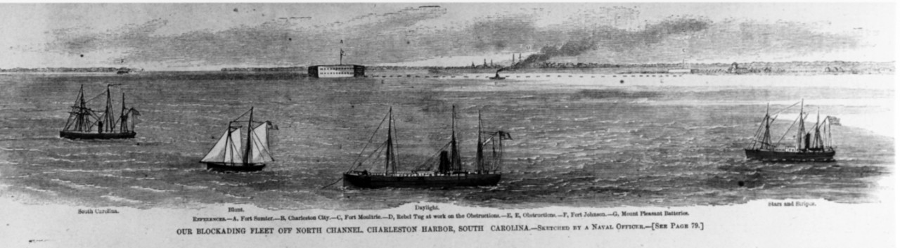 Photo #: NH 59265  &quot;Our Blockading Fleet off North Channel, Charleston Harbor, South Carolina.&quot;