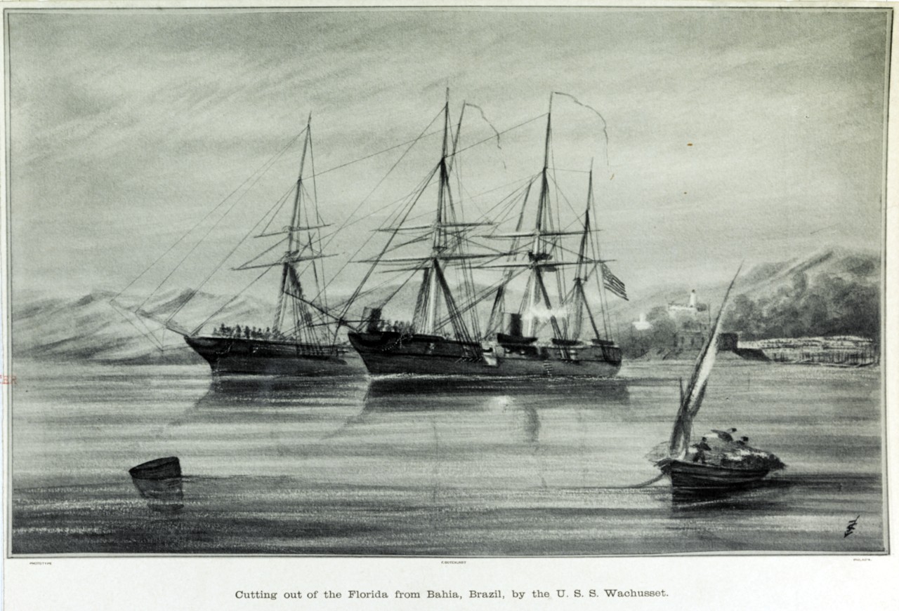 Photo #: NH 59355  &quot;Cutting out of the Florida from Bahia, Brazil, by the U.S.S. Wachusett&quot;