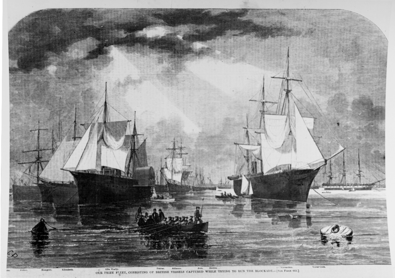 Photo #: NH 59365  &quot;Our Prize Fleet, consisting of British Vessels captured while trying to run the Blockade.&quot;