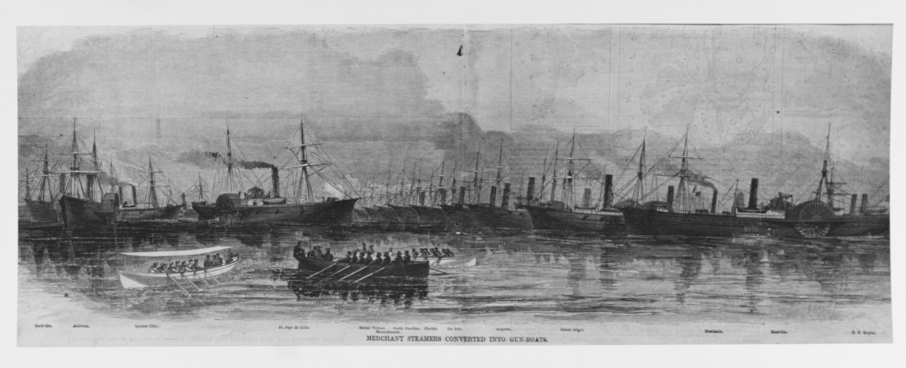 Photo #: NH 59366  &quot;Merchant Steamers Converted into Gun-boats.&quot;
