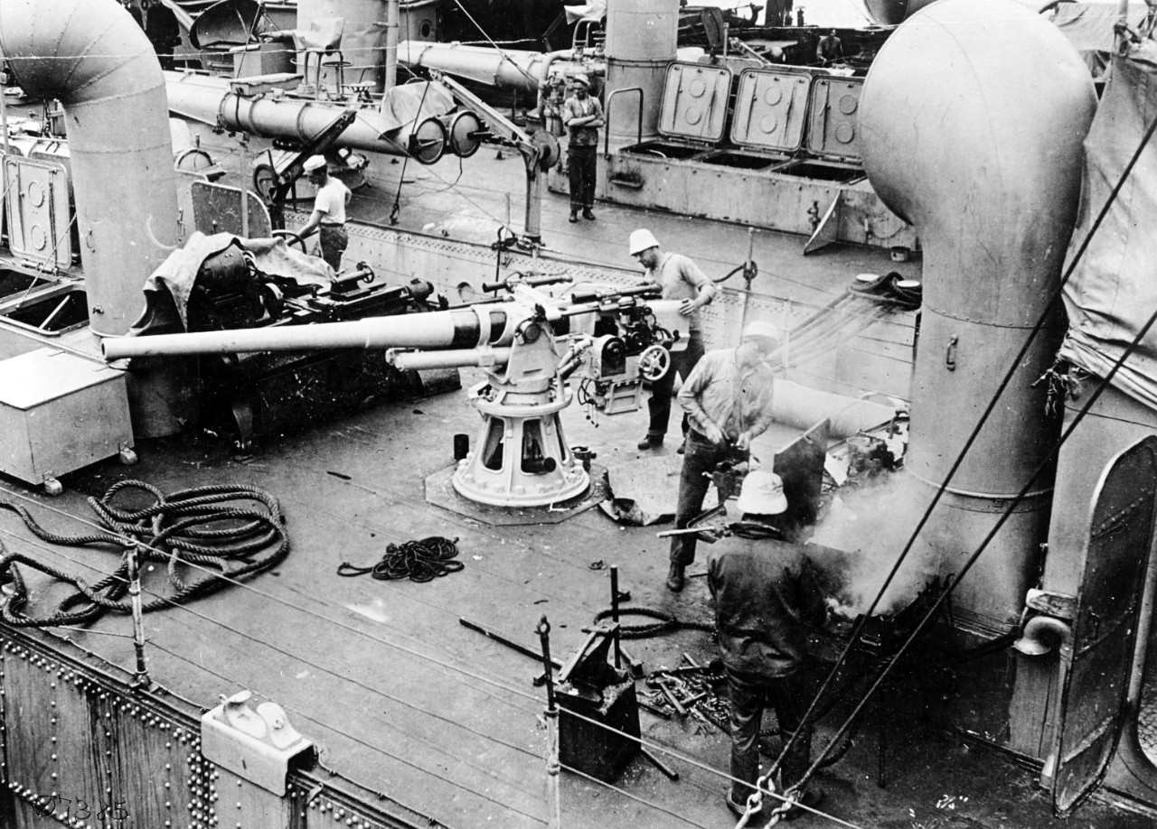 US Navy Destroyer crews preparing for sea.