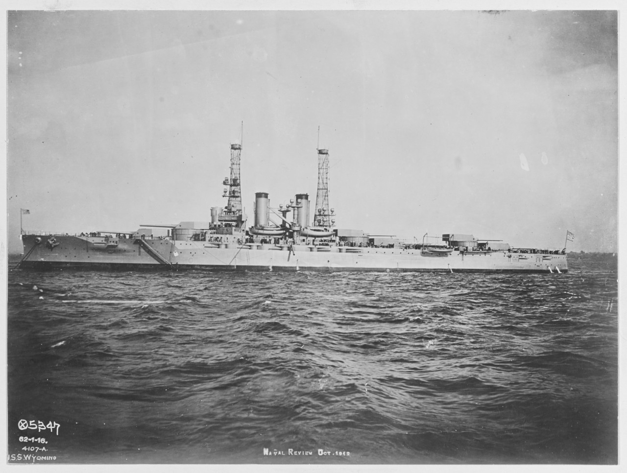 USS WYOMING (BB-32) at the Naval Review, October 1912