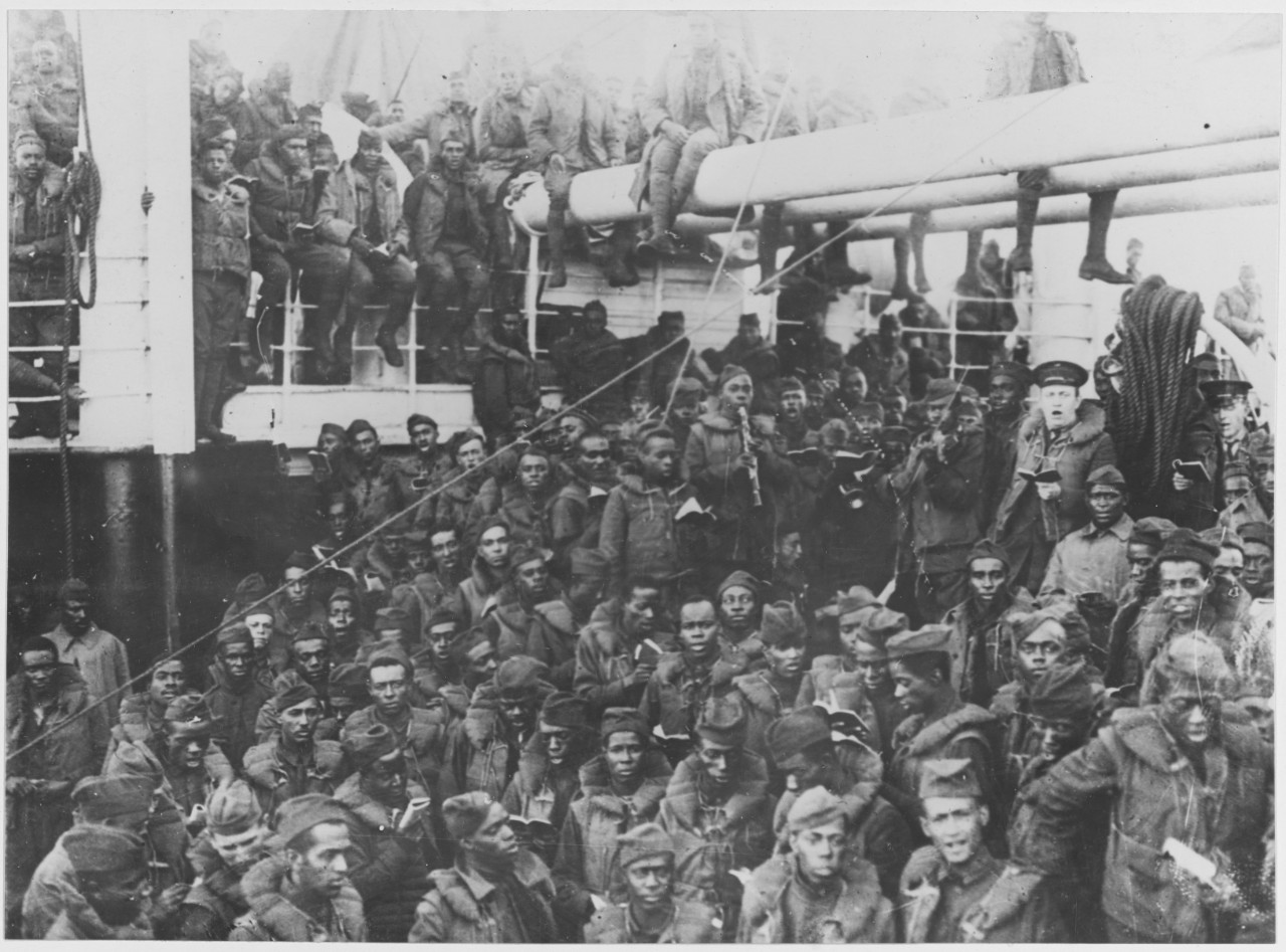 African American Troops at a Song Service aboard Ship