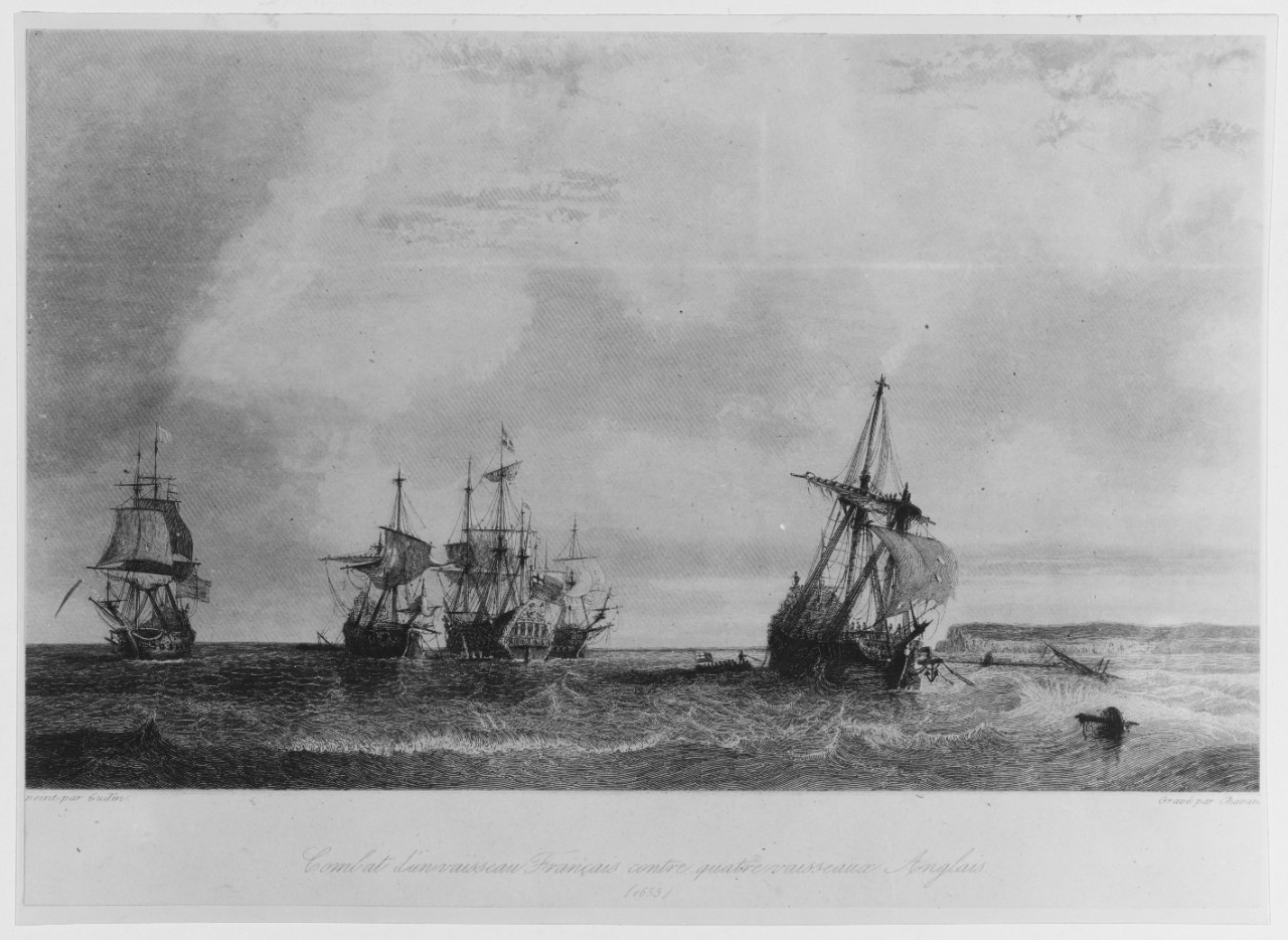 "Battle of a French Ship against Four English Ships, (1655)"