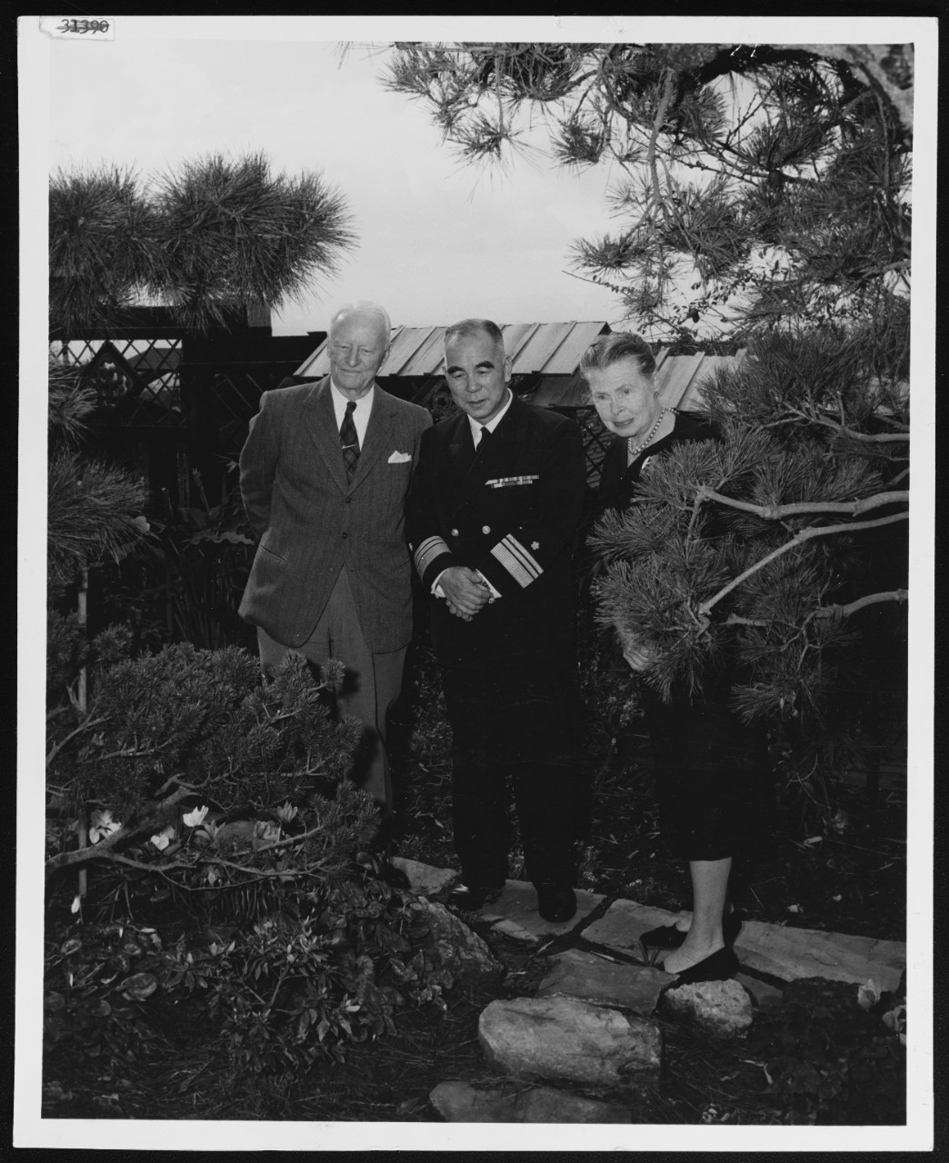 Fleet Admiral and Mrs. C.W. Nimitz in Garden