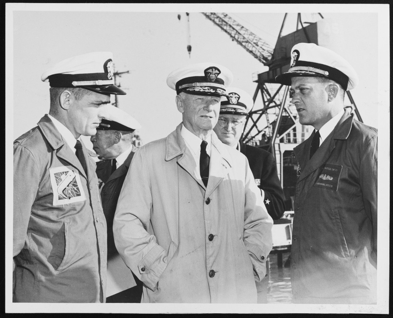 Fleet Admiral Nimitz, USN, Talks with Officer