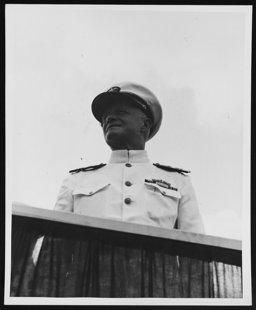 Fleet Admiral Nimitz, USN, CNO,  on the Reviewing Stand
