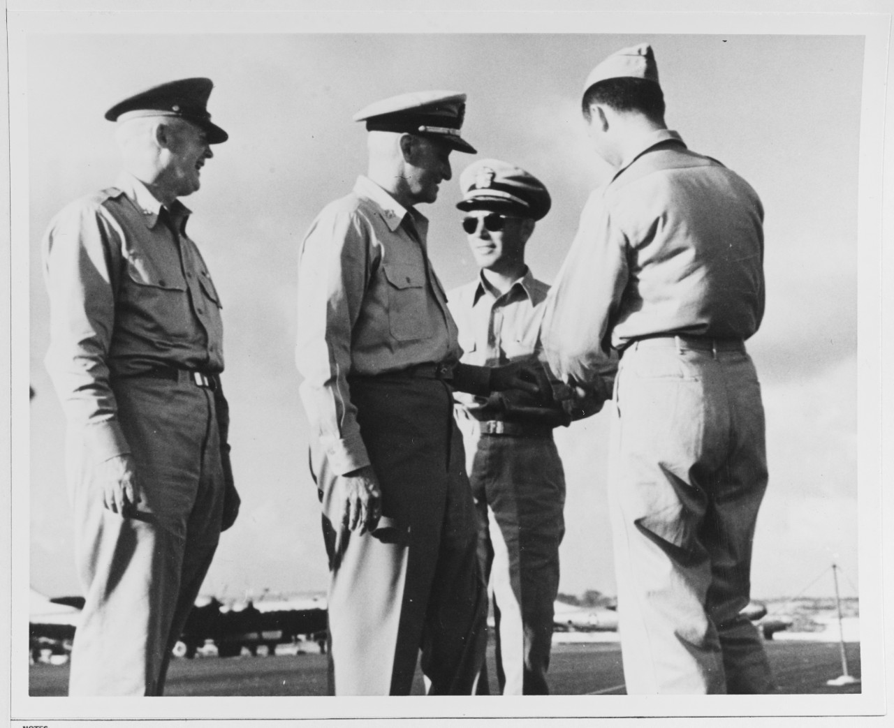 Fleet Admiral Nimitz Greets the Crew of a B-29 Superfortress