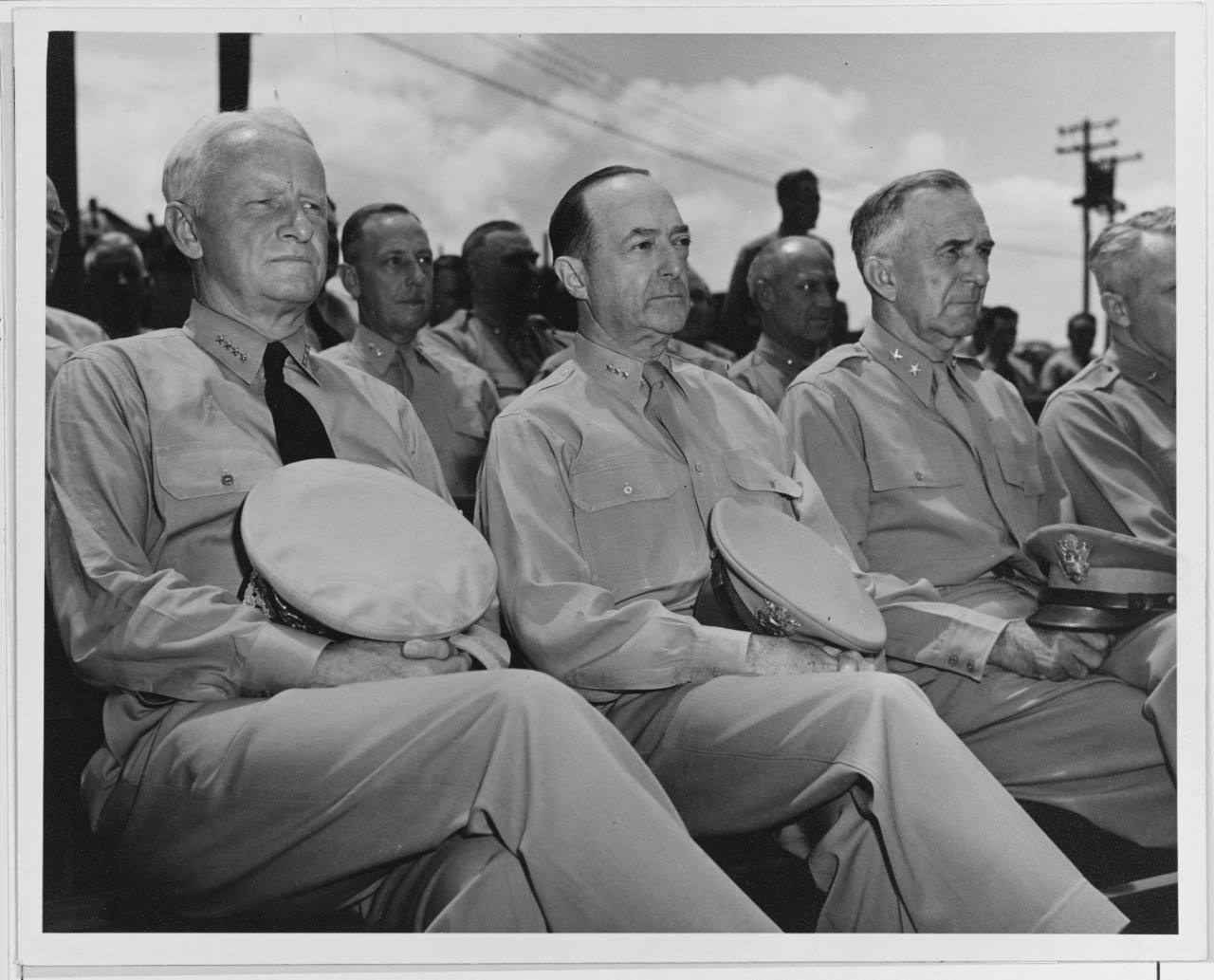 Admiral Nimitz and Other Senior Officers Attend a Memorial Service