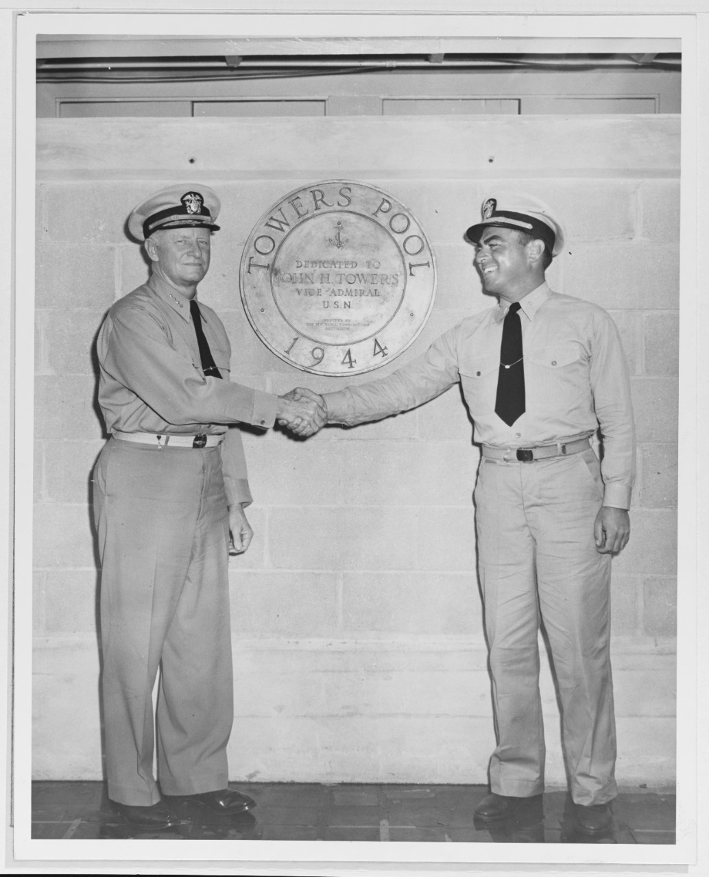 Admiral Nimitz Congratulates an Unidentified Seabee Officer
