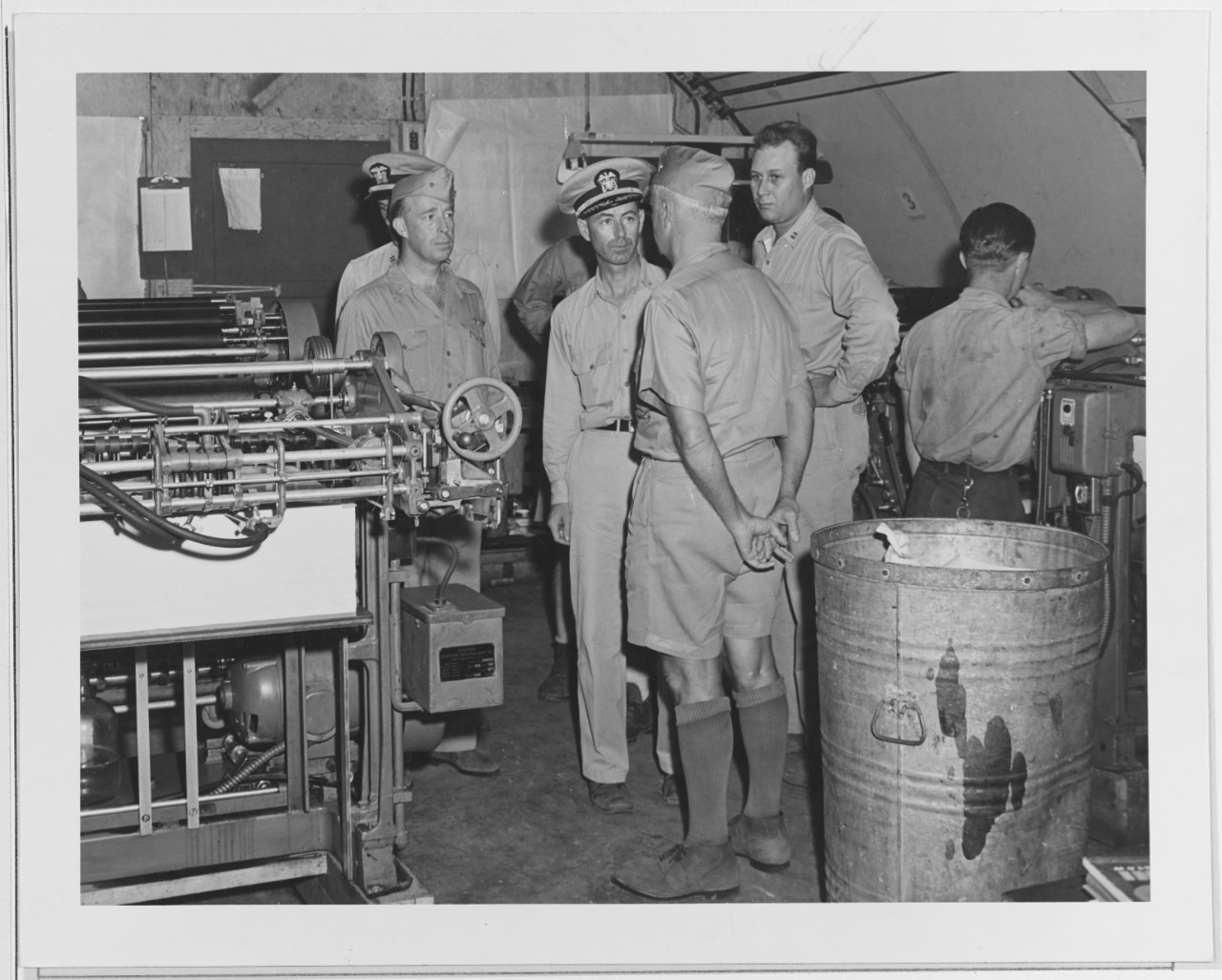 Fleet Admiral Nimitz Inspects the Photo Facilities at Agana, Guam
