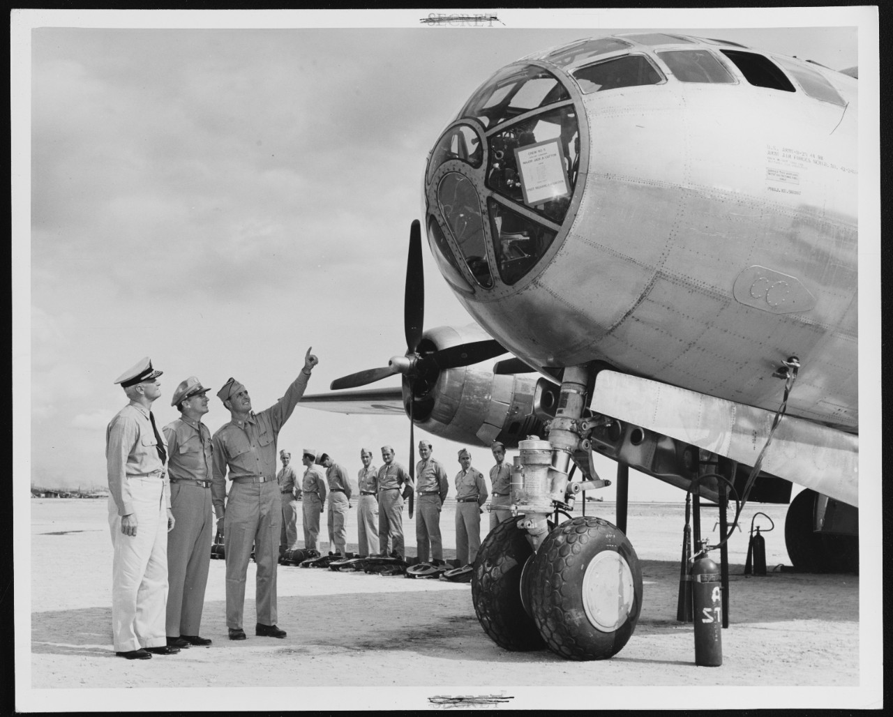 Admiral Nimitz Inspects One of the First B-29 Superfortresses