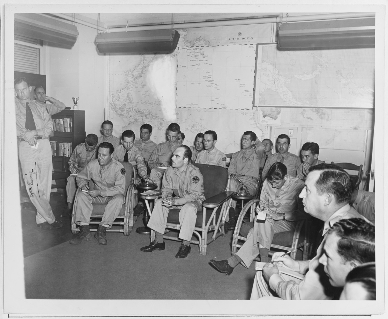 War Correspondents at a Briefing by Admiral Nimitz