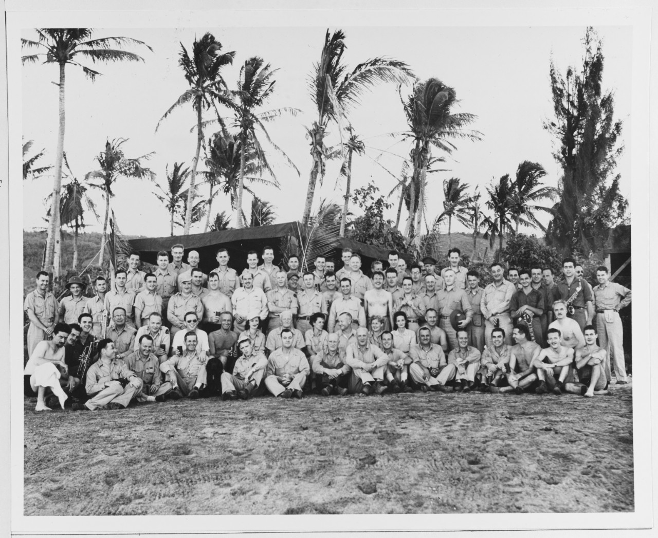 Fleet Admiral Nimitz Attends a Correspondents' Beach Party
