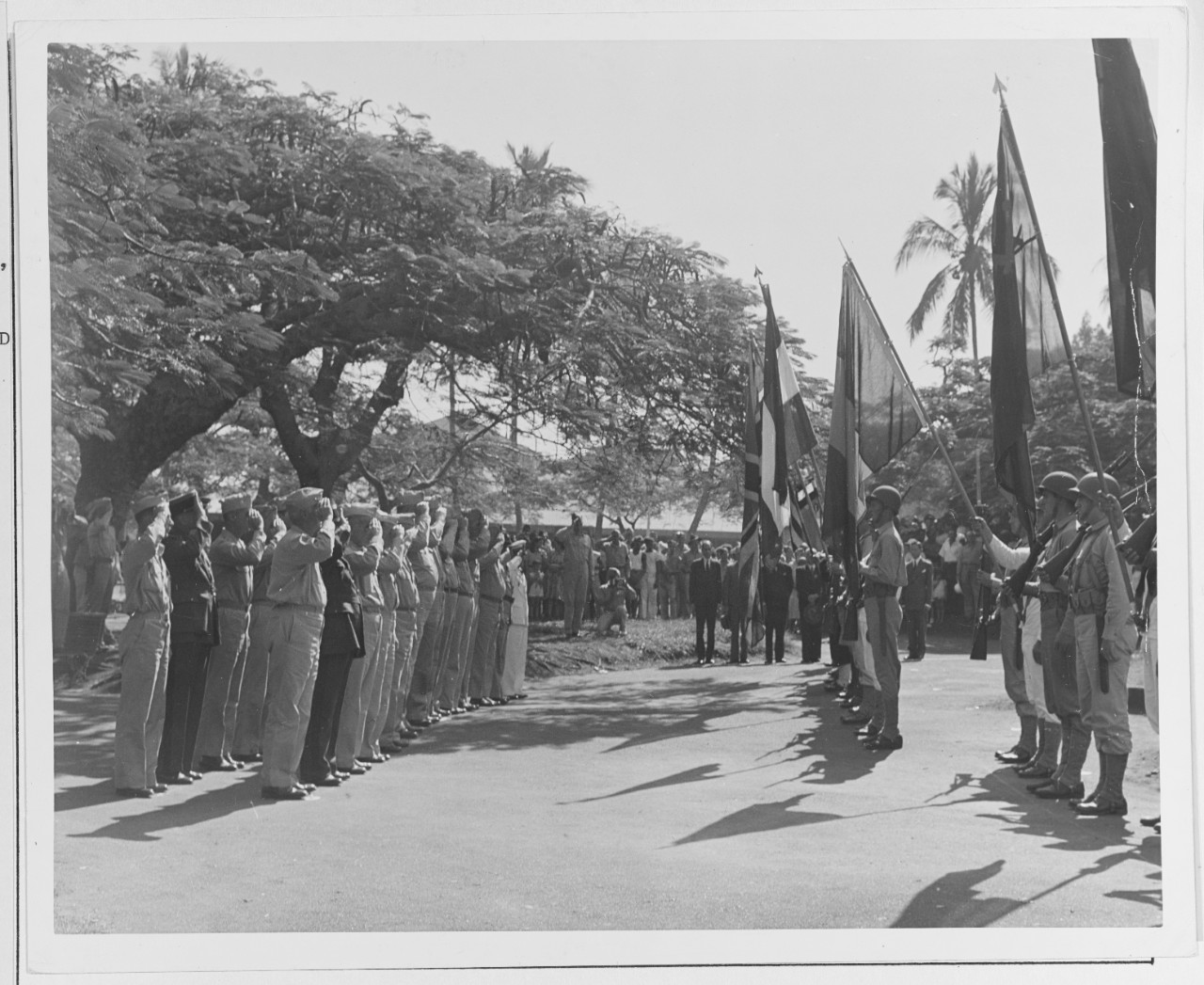 Admiral Nimitz and other Officers at a Flag Day Ceremony
