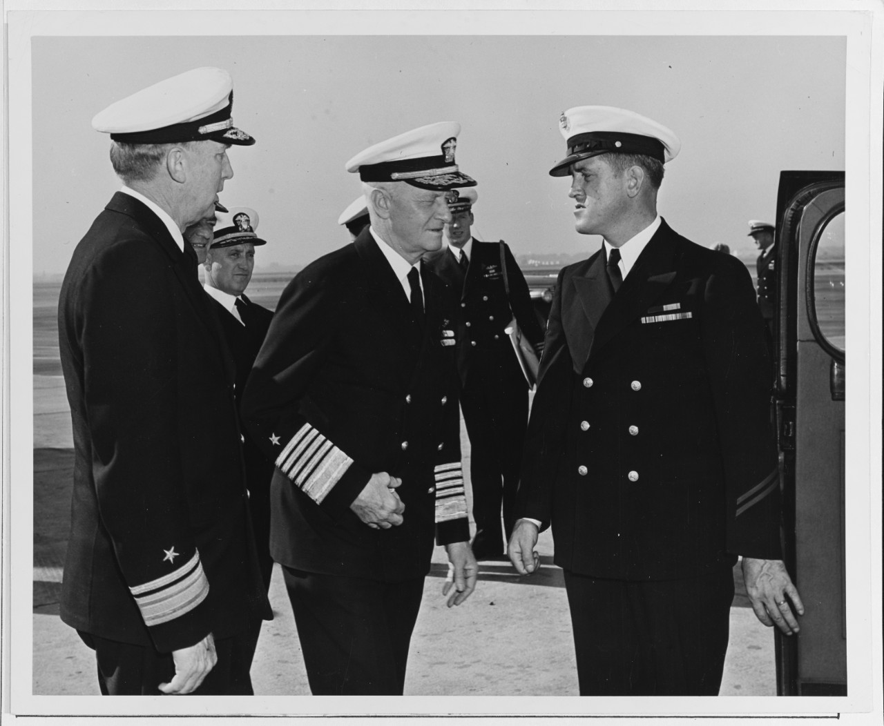 Fleet Admiral Nimitz after Arriving at the Naval Air Station, Moffett Field