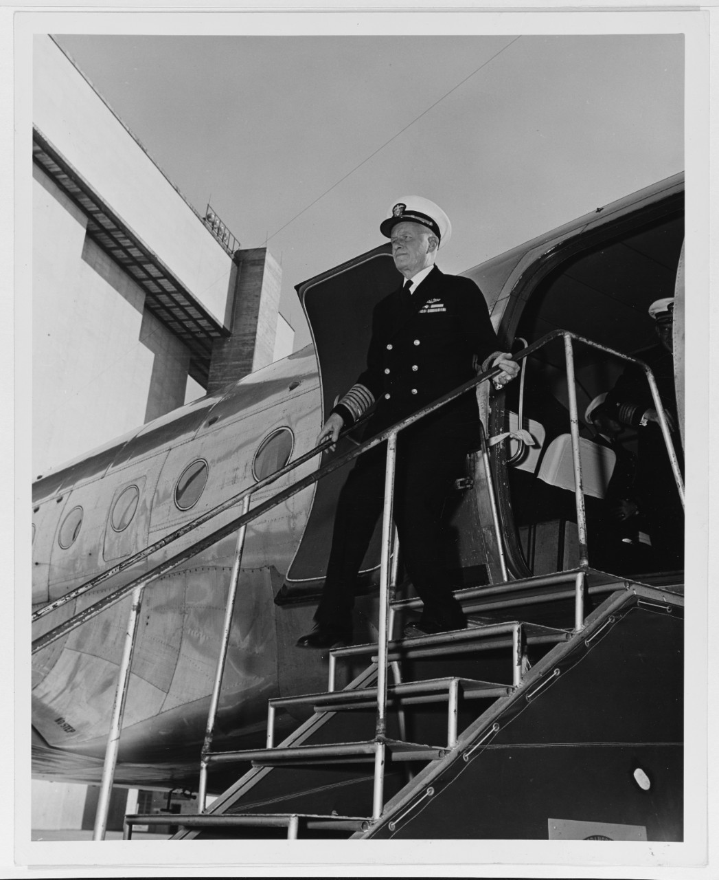 Fleet Admiral Nimitz Arrives at Moffett Field