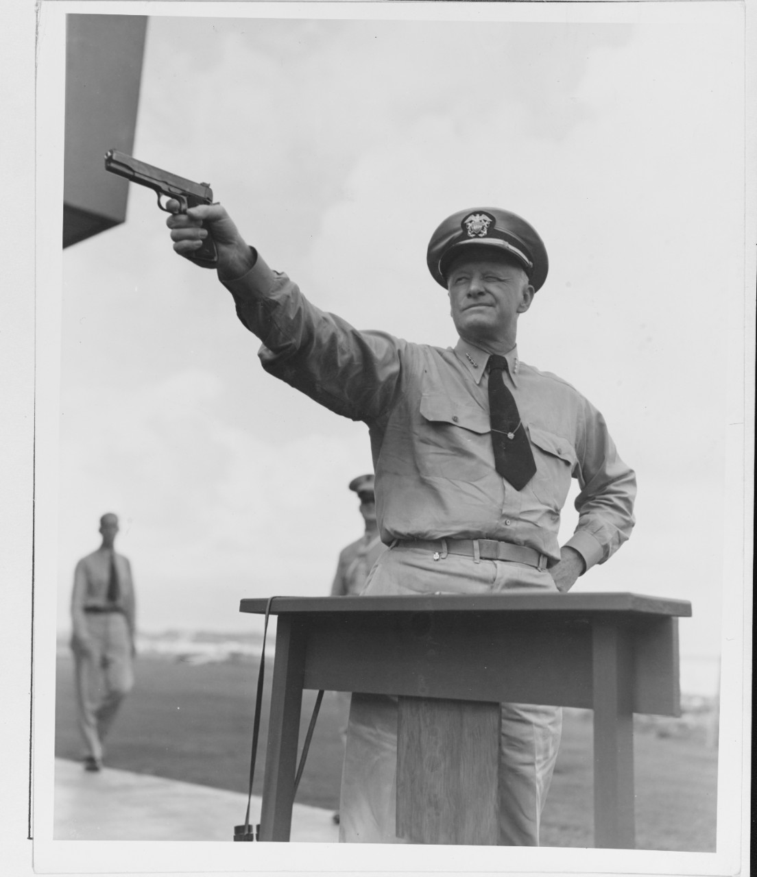 Admiral Chester W. Nimitz Gets in some Target Practice