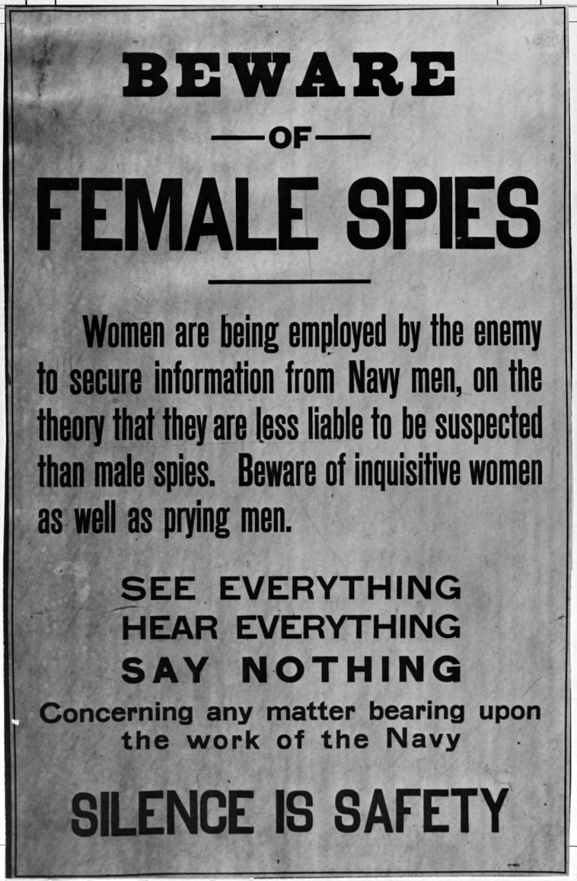 Navy Post of World War I Era:  "Beware of Female Spies" 