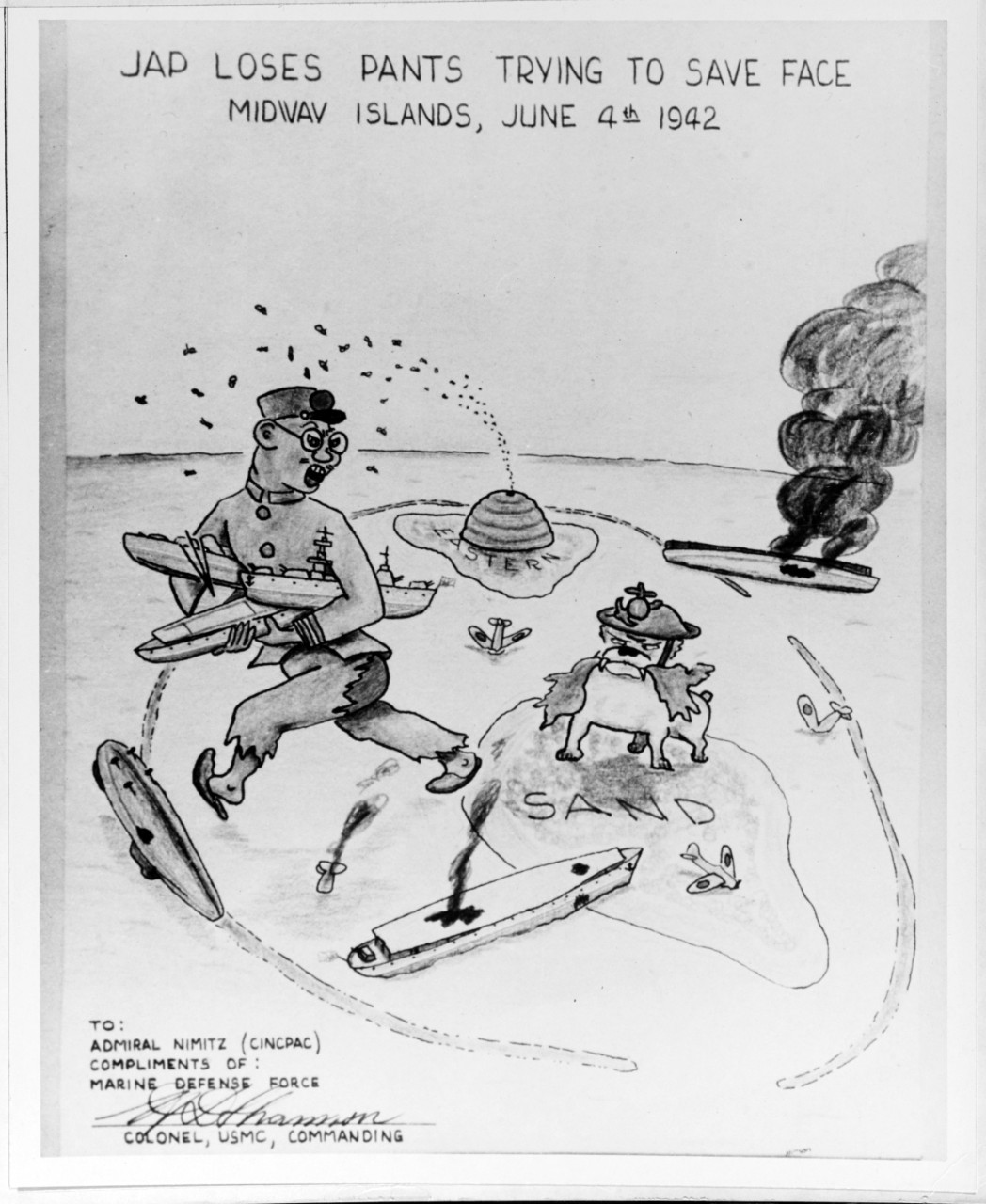 Battle of Midway, June 1942 cartoon.