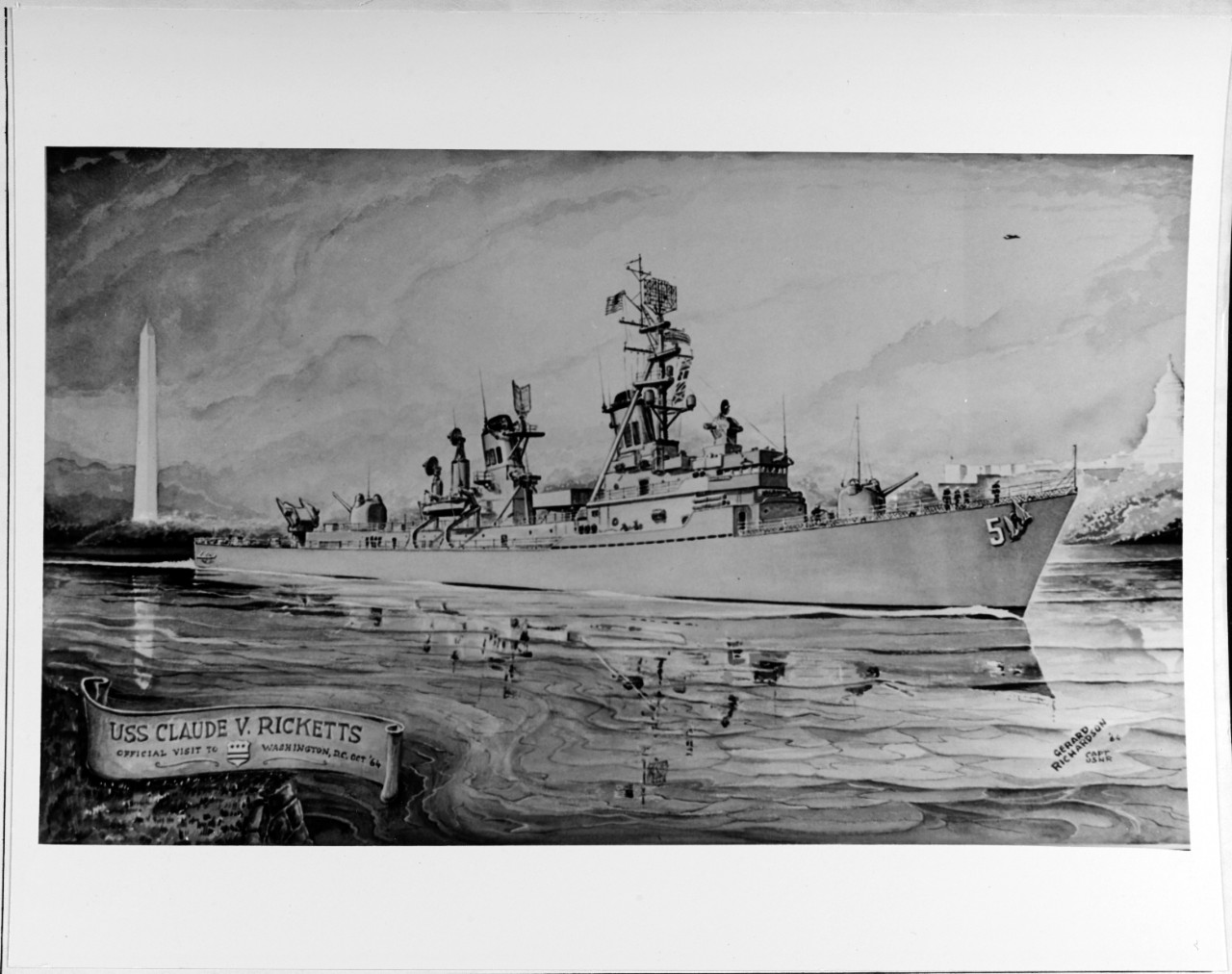 Painting: "USS CLAUDE V. RICKETTS (DDG-5) Official Visit to Washington, D.C., October '64".