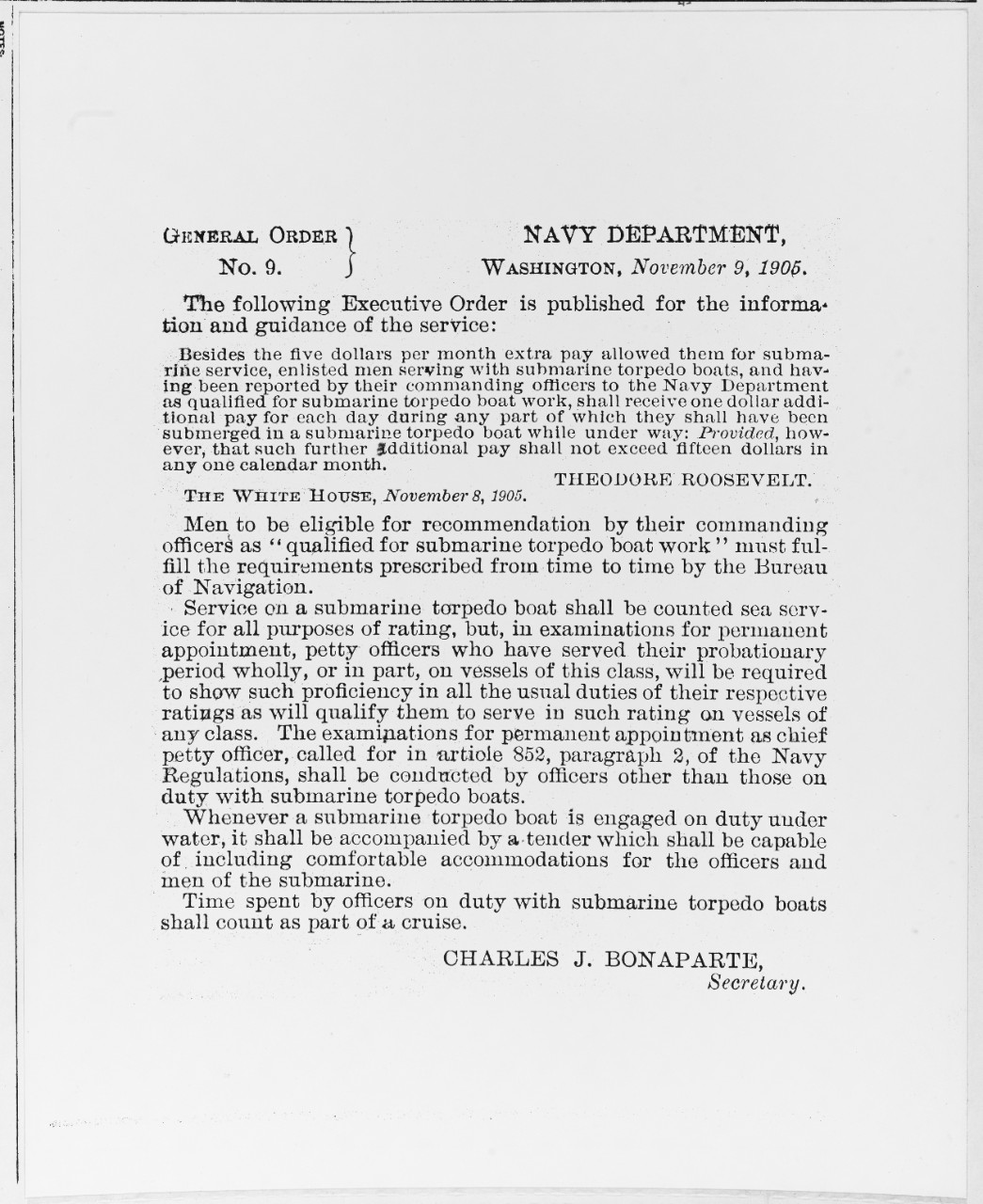 General order No. 9, 9 November 1905.