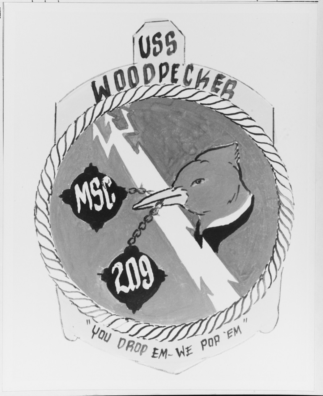 Insignia:  USS WOODPECKER (MSC-209)