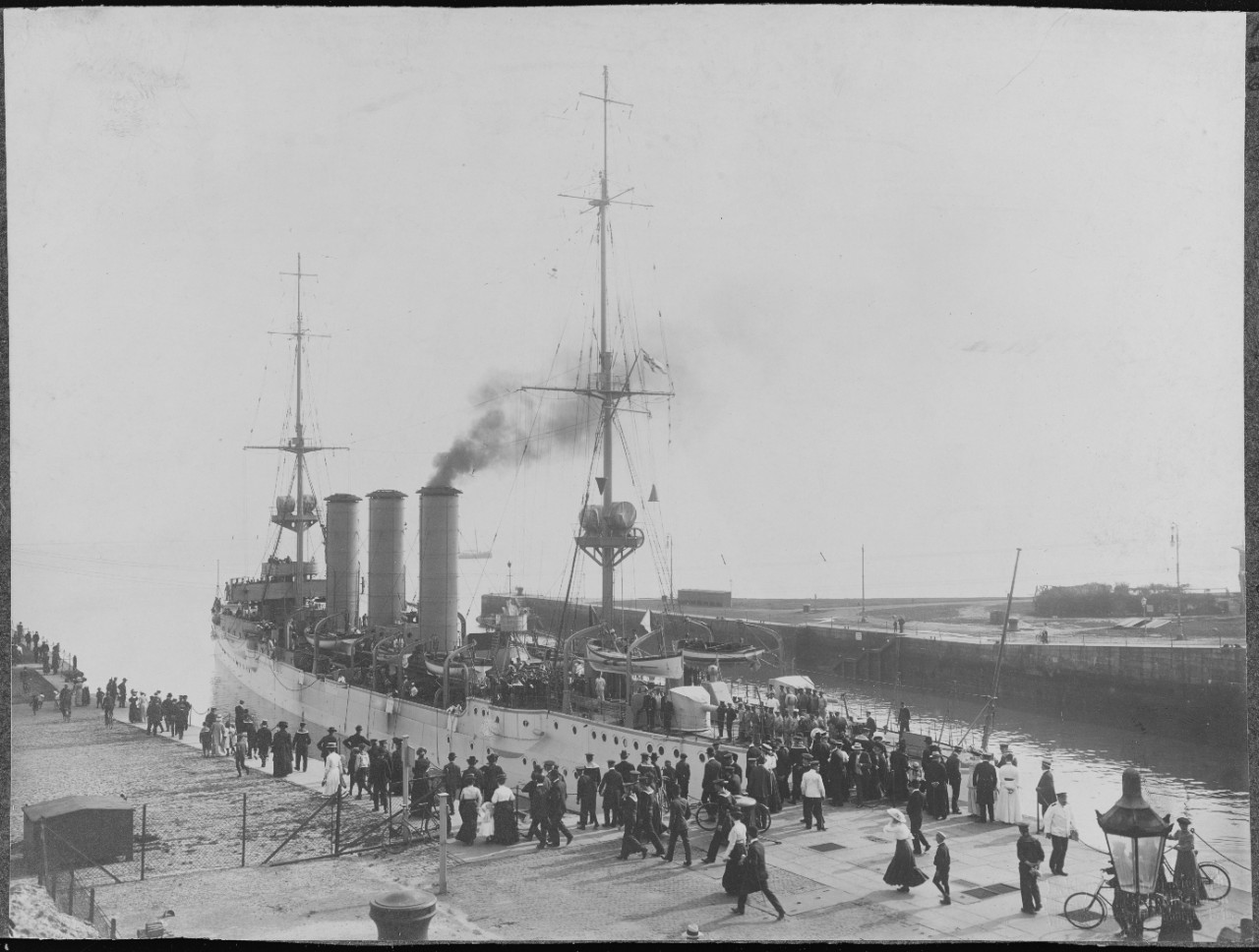 SMS DRESDEN at Wilhelmshaven in 1909.