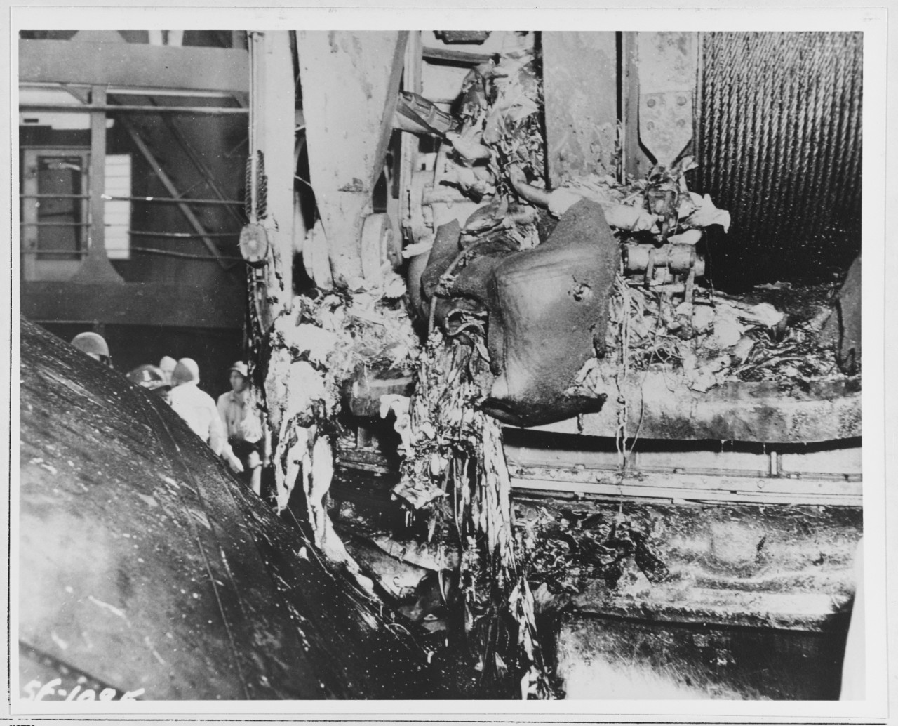 Wreckage of suicide plane, USS ST. GEORGE (AV-16)