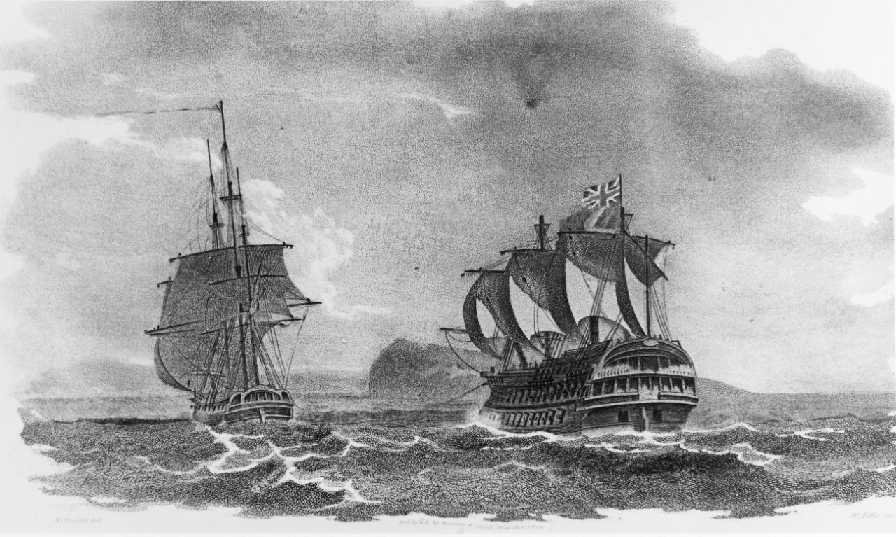 "The HOCHE in tow of the DORIS," battle of 12 October 1798.