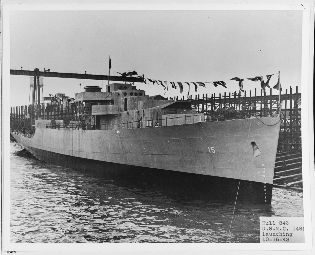 USS ANNAPOLIS (PF-15) at launching 16 October 1943.