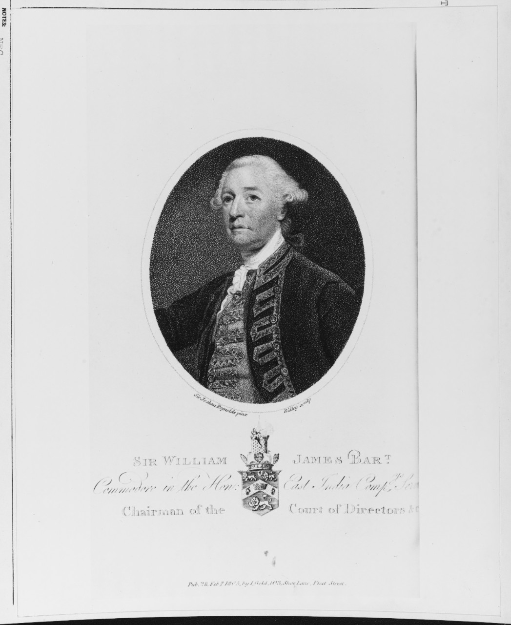 Sir William James BT (1721-1783), Commodore of the East India Company.