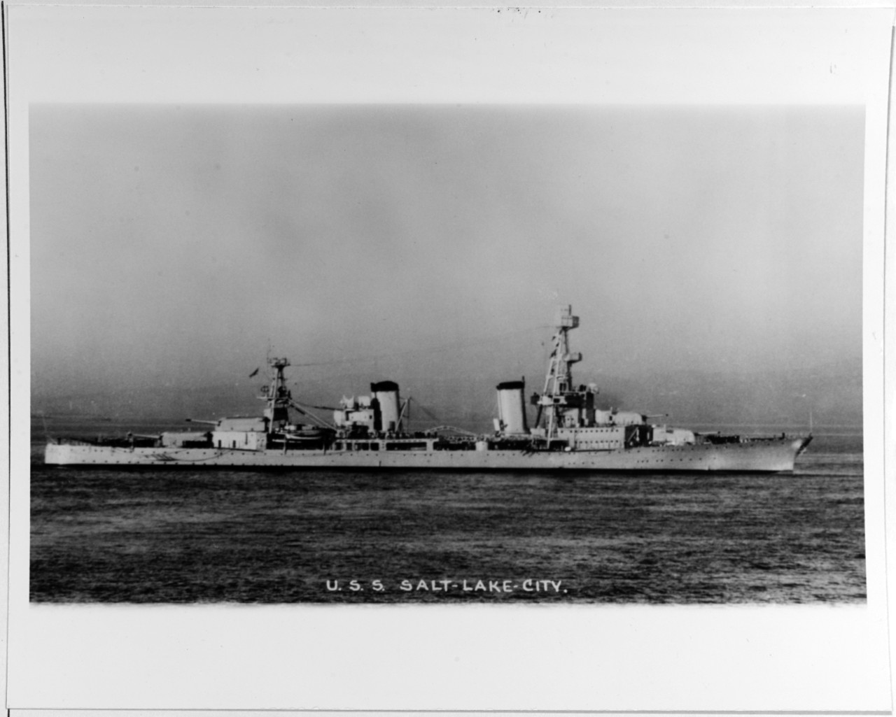 Starboard broadside view of heavy cruiser USS Salt Lake City (CA-25) 1929-1948