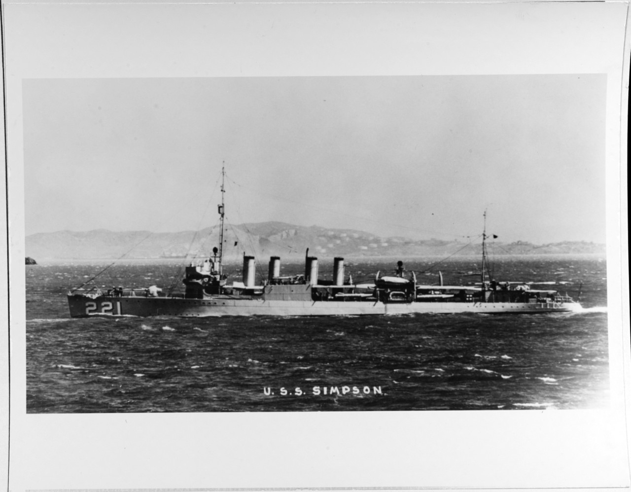 USS SIMPSON (DD-221) 1920-1946.