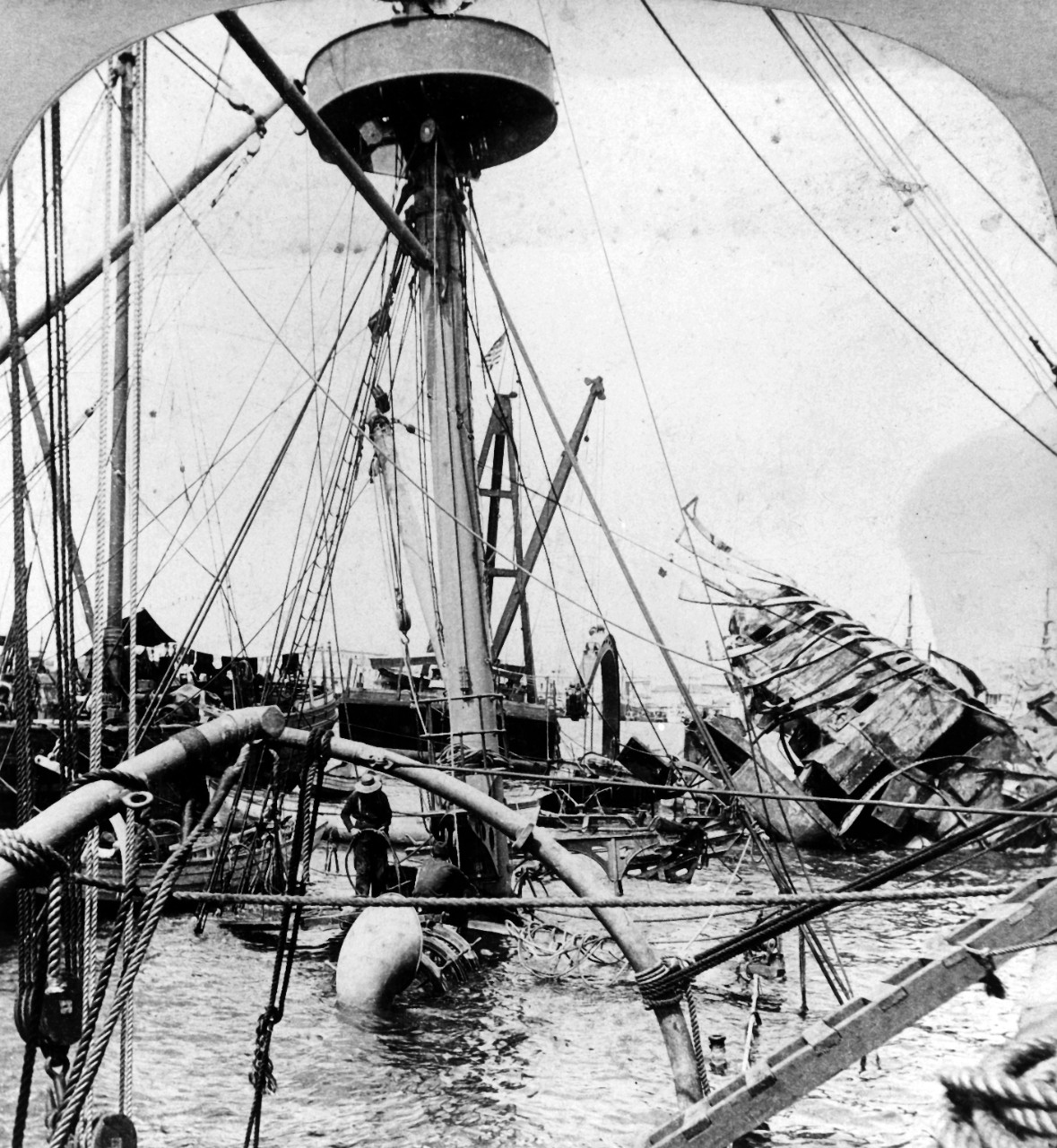 The wrecked battleship MAINE (USS MAINE, 1895-1898)