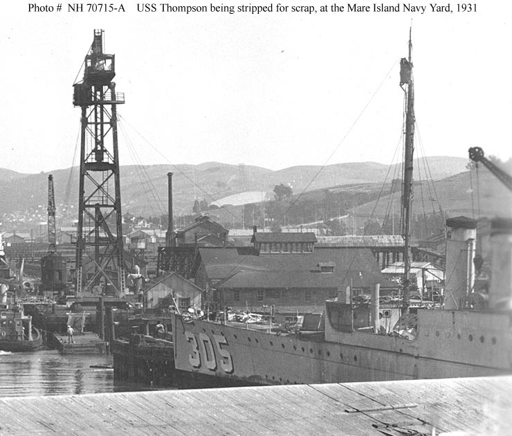 Photo #: NH 70715-A  Ex-USS Thompson (DD-305)