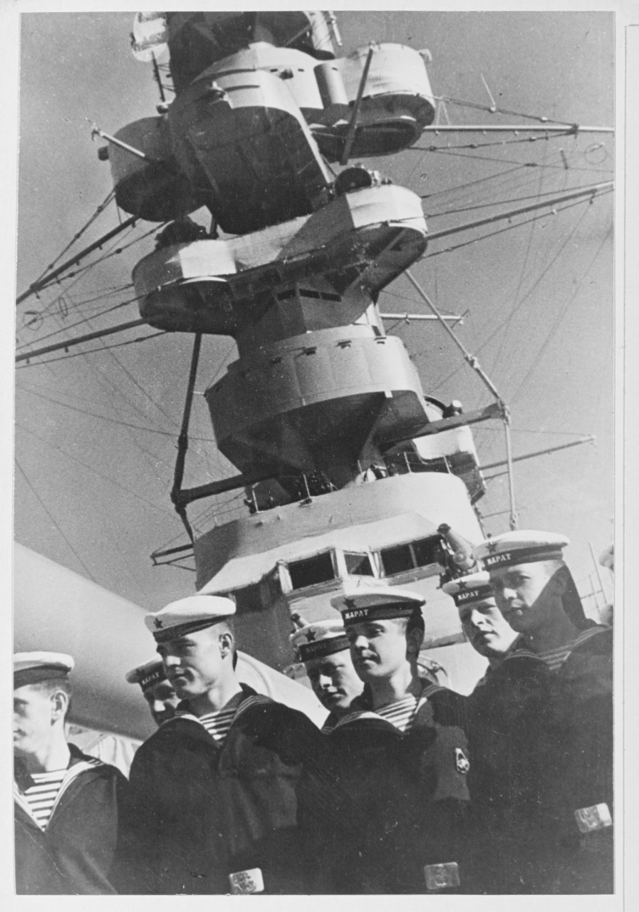 Crewmembers aboard Soviet battleship MARAT.